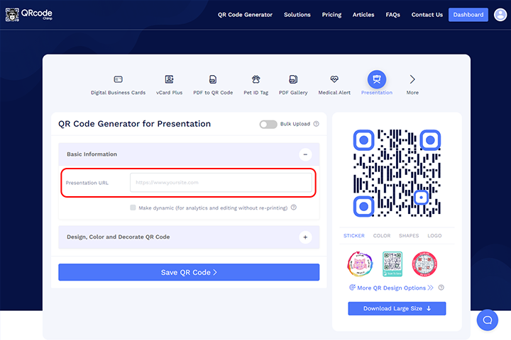 how to make a presentation into a qr code