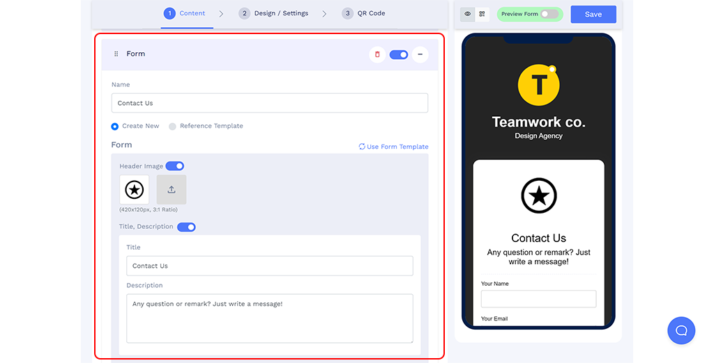 The image showcases filling up the form info and settings