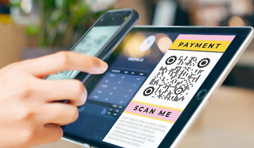The image showcases the contactless payment , how qr codes can be used for contactless payments. 
