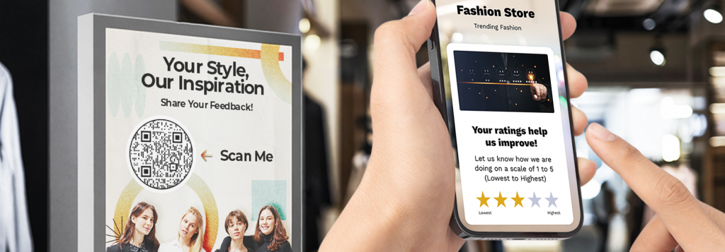 5 star feedback screen for a fashon brand on mobile