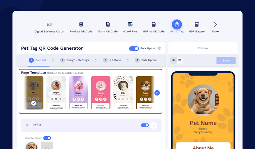 pet ID tag-selecting template