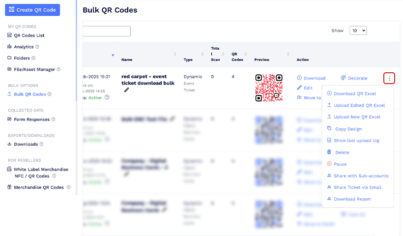 Step 3: Locate your Event Ticket QR Code and click the three-dot menu.