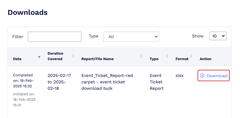 Step 5: Head to Downloads and retrieve the report.