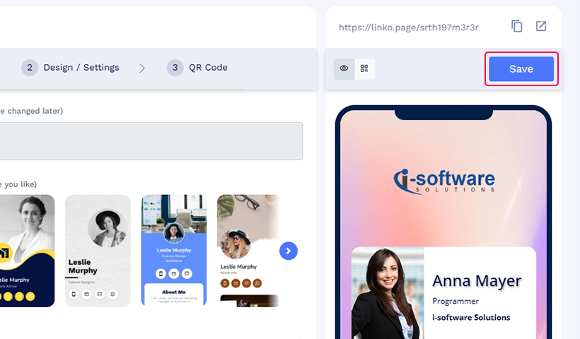 Once you’re happy with the setup, click the ‘save’ button to complete the process. Now, you have successfully added social media links to your business card.