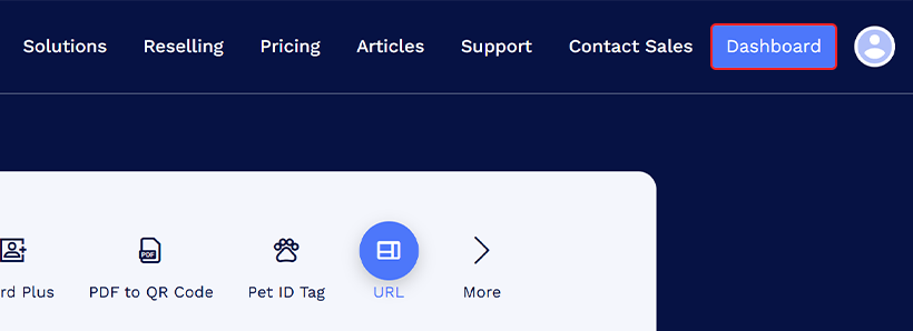 Log into your QRCodeChimp account and visit Dashboard.