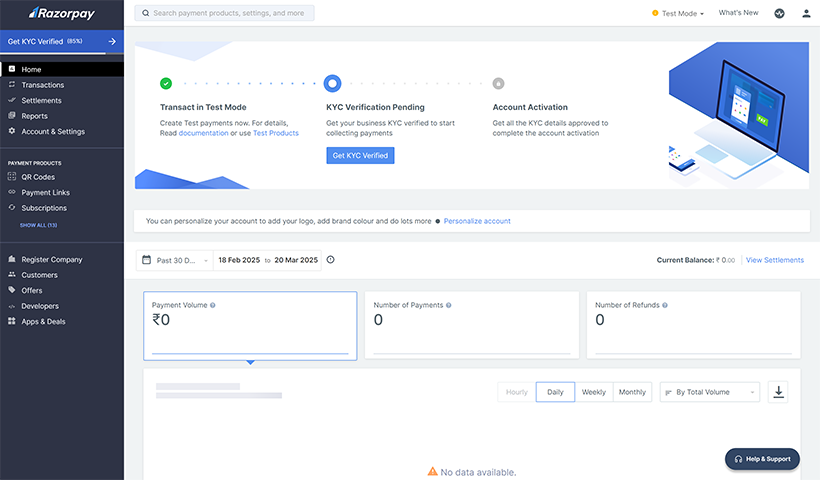 Visit your Razorpay Dashboard.