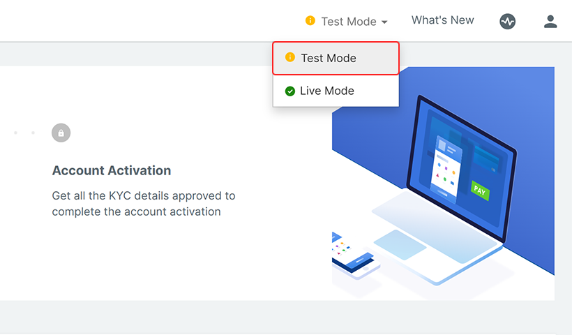 Switch the Test Mode On from the header.