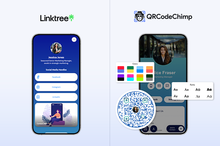 Features that make QRCodeChimp the best free Linktree alternative - customization