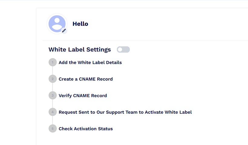 Disabled White Label Setting