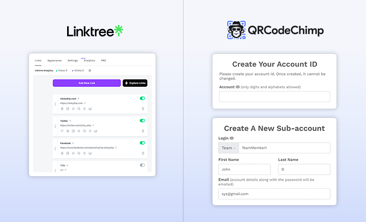QRCodeChimp lets users create folders and sub-accounts to organize and manage their QR codes efficiently.