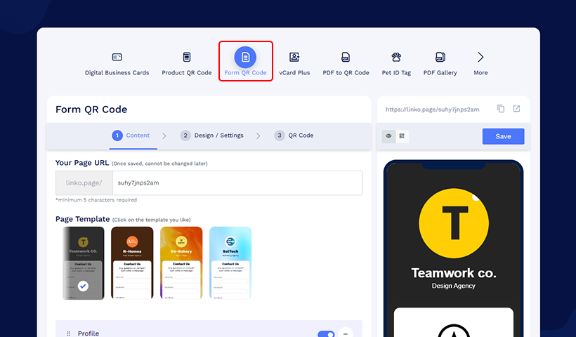 Step 1: Go to QRCodeChimp’s Form QR Code Generator.