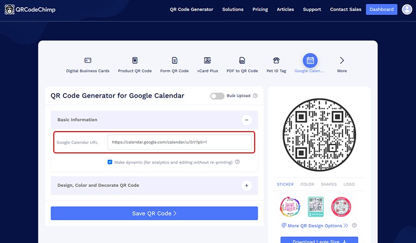 Step 2: Input your Google Calendar URL.