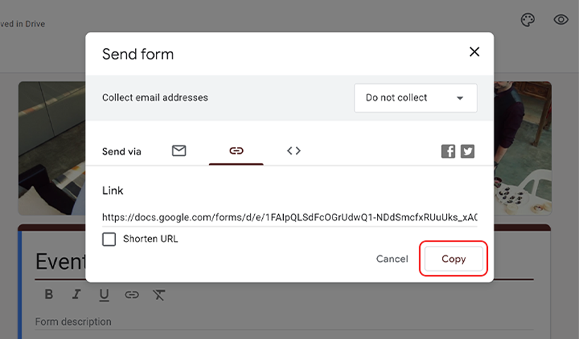 Step 2: Copy the responders' link.