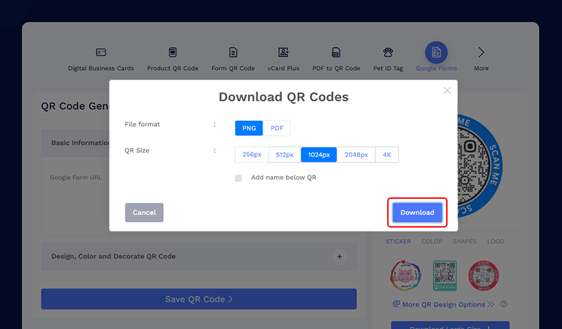 Step 6: Download and add the QR code to your RSVP invitations.