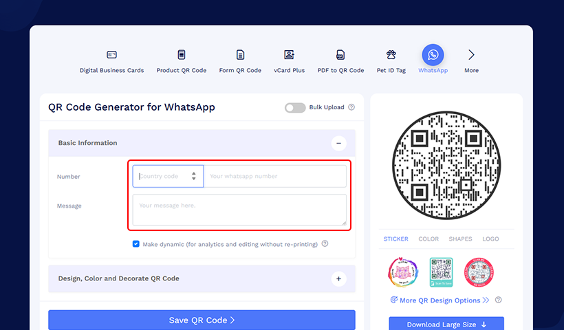 Step 2: Enter your WhatsApp number along with a pre-filled RSVP message.