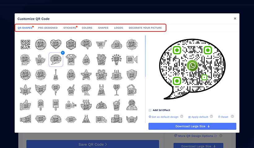 Step 3: Personalize your QR code with brand colors or event designs.