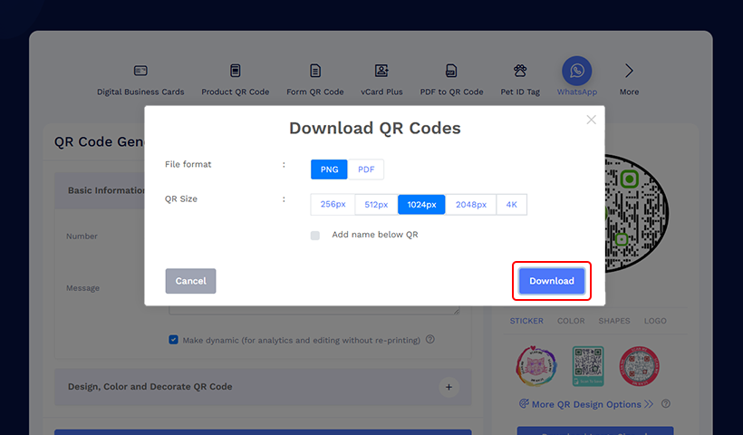 Step 4: Download and include the QR code on your invitations or digital messages.