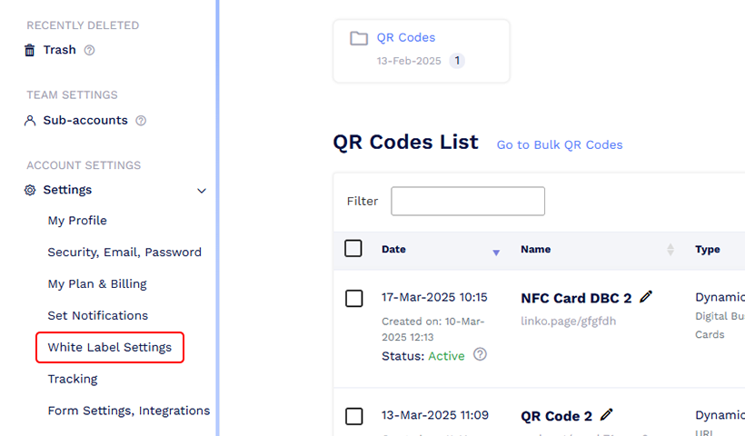 Step 2 - Find the ‘White Label Settings’