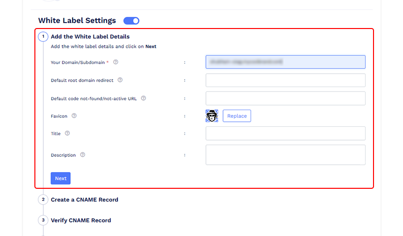 Step 3 - Add the white label details