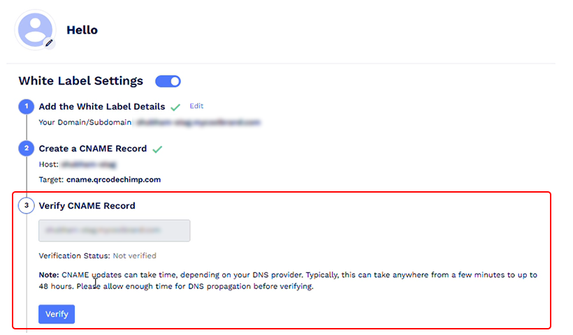 Step 5 - Verify CNAME record