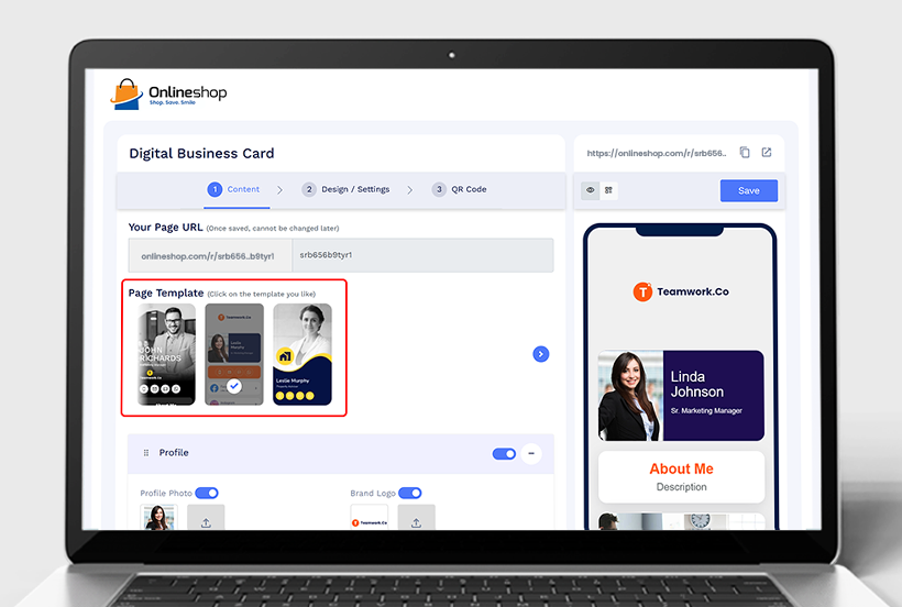 Step 5: Access the Dashboard: Once claimed, the user is redirected to the dashboard where they can begin personalizing their digital business card.
