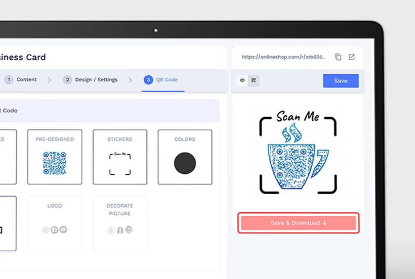 Step 9: Save and Activate: Users review and save changes before sharing via QR code, NFC, or direct link.