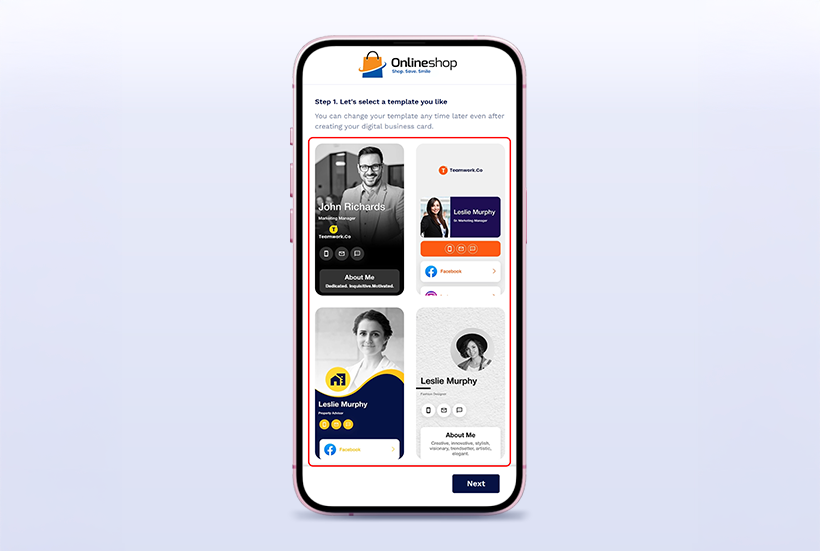 Step 5: Select a Template: Users choose a preferred layout and color scheme.