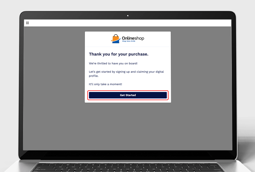 Step 2: Welcome Screen: A welcome message appears, guiding them to claim their pet tag.