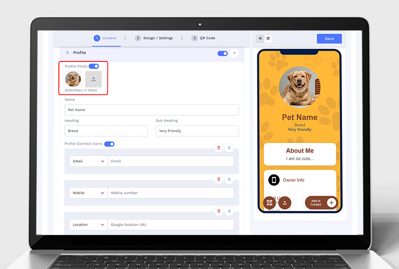 Step 6: Upload Profile and Pet Photos: Users add a pet profile image.
