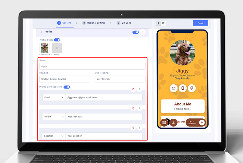 Step 7: Enter Pet & Owner Details: Users input pet name, breed, distinctive features, owner’s contact information, and emergency details.