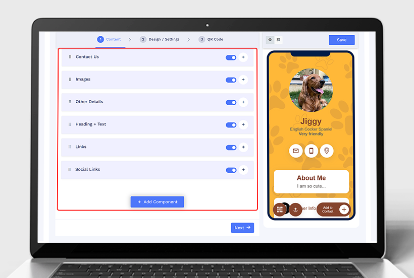Step 8: Customize Contact & Social Links: Users can add vet contacts and social profiles if applicable.