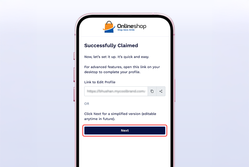 Step 4: Successfully Claimed Confirmation: The system confirms the pet tag claim.