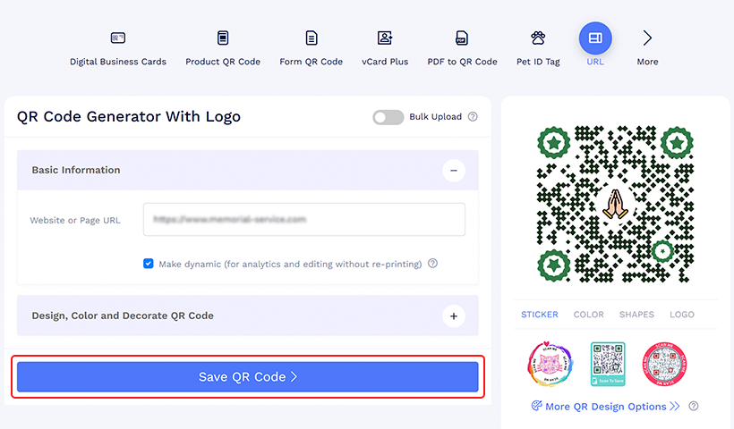 Step 5: Save and download the QR code. 