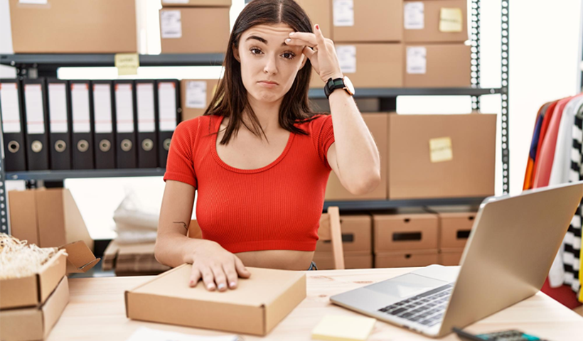 a young woman is frustrated for picking the wrong product or niche for her private label business.