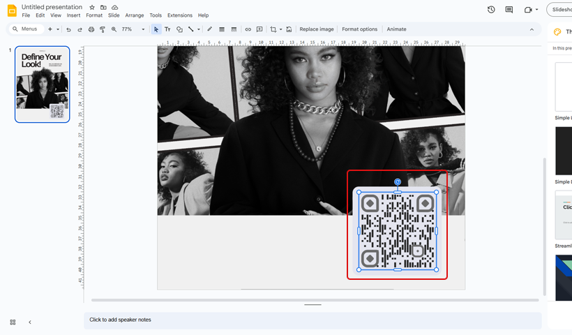 Insert the QR Code on flyer using Google Slides