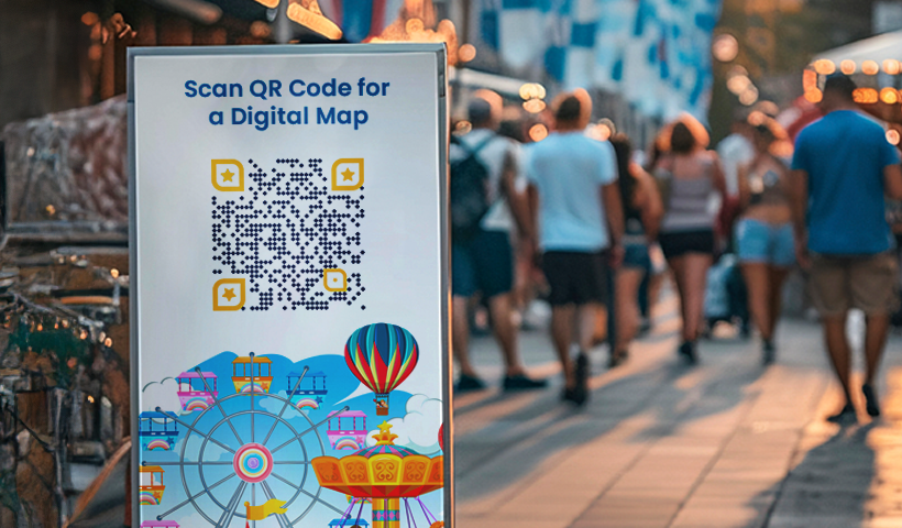 Interactive banner with QR code for park map