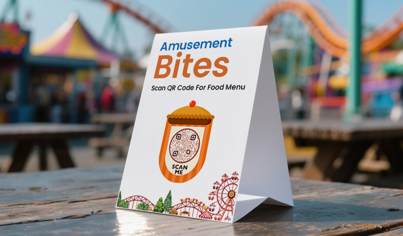 Table top menu card with qr code
