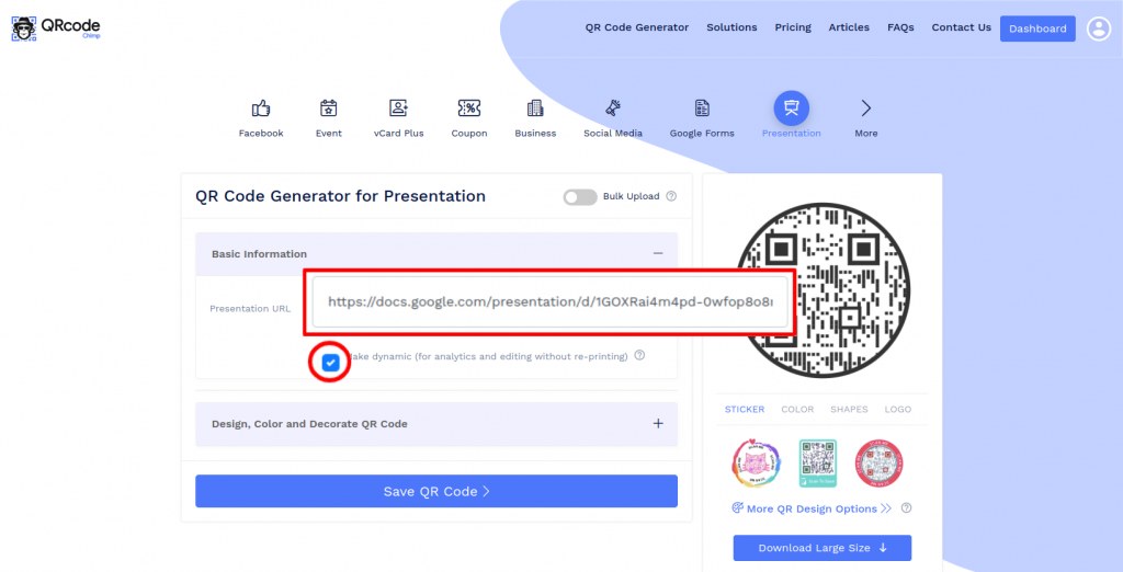 how to make a qr code for a google presentation