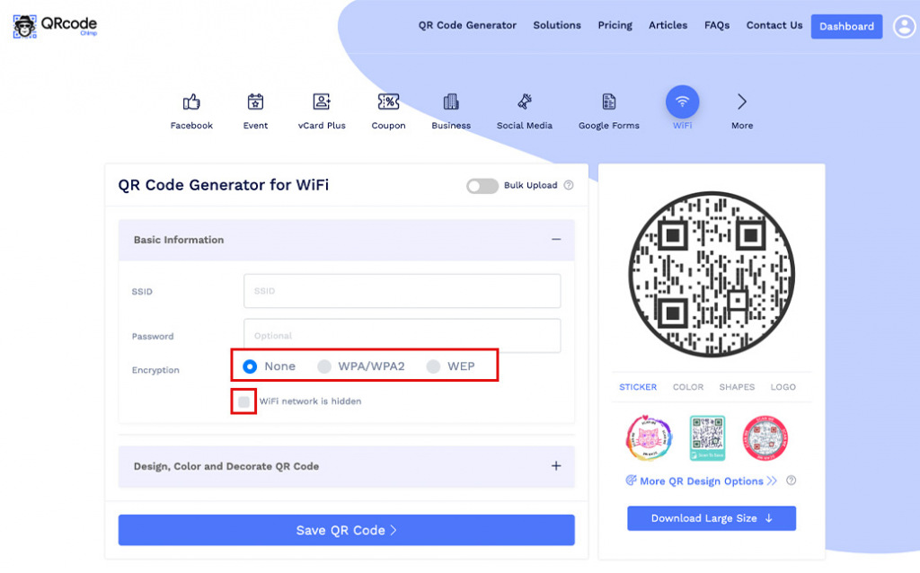 Rete Wifi  QR Code Internet, Scansione per collegare il segno